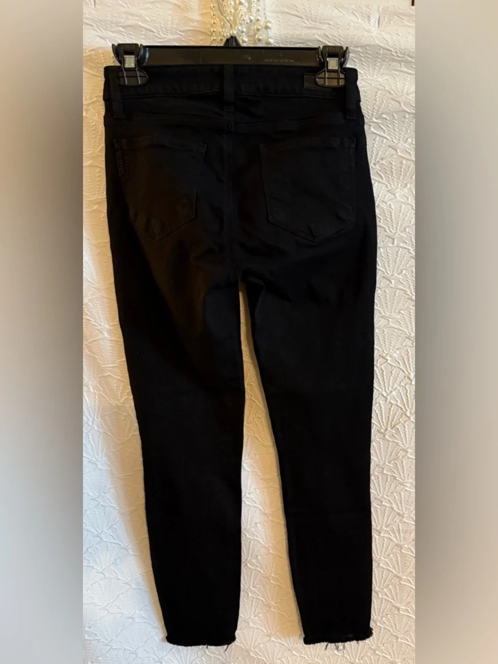 PAIGE Black High-Rise raw hem Skinny/Straight leg Jeans - Picture 5 of 7